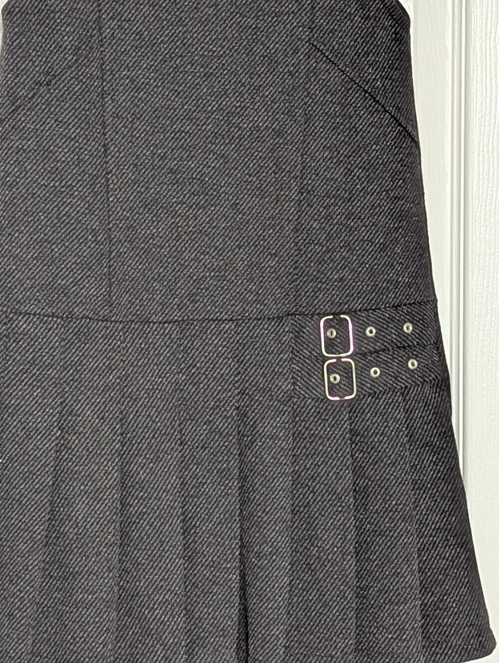 ZARA Girls (Size 8) Jumper/Pinafore/Tunic Dress w/Pleated Skirt & Buckle Accents - Picture 3 of 16